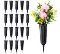 Cpolebev Paquete de 20 Jarrones de Cementerio con Púas, Jarrones de Plástico para Flores, Decoraciones de Tumbas para Cementerio, Jarrones Florales Conmemorativos