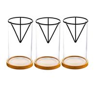 Cpolebev Paquete de 3 Kits de Cultivo de Árboles de Aguacate, Jarrón de Vidrio para Semillas de Aguacate con Soporte Triangular y Base de Bambú, Maceta para Brotes