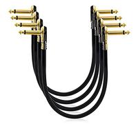 Cpolebev Paquete de 4 Cables de ConexióN de Guitarra de 12 Pulgadas, Conector Dorado Pancake de áNgulo Recto para Pedalera de Efectos