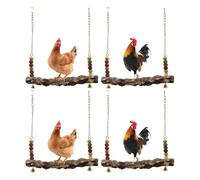 Cpolebev Paquete de 4 Columpios para Pájaros, Juguetes de Columpio de Madera Natural, Soporte de Madera para Pollitos, Accesorios para Gallineros para Pájaros y Loros