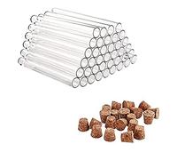 Cpolebev Paquete de 40 Tubos de Ensayo de PláStico con Corcho, Tubos de Ensayo de 20 Ml para Flores, para Manualidades, Dulces, LíQuidos, Flores, 150 X 16 Mm