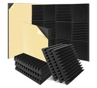 Cpolebev Paquete de 6 Paneles de Espuma a Prueba de Sonido, 2 X 12 X 12 Pulgadas, Paneles de Pared Autoadhesivos de Espuma AcúStica de CuñA de Alta Densidad Insonorizados