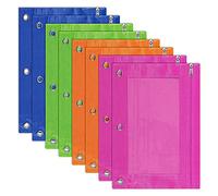 Cpolebev Paquete de 8 Bolsa para LáPices con 3 Anillos, Carpeta, Multicolor, Bolsa para LáPices con Ventana Transparente, para úTiles Escolares, Suministros de Oficina