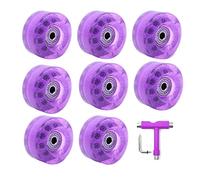 Cpolebev Paquete de 8 Ruedas de PatíN de Ruedas de 32 X 58 Mm 82A con Rodamiento, con MonopatíN MultifuncióN Accesorios de Patinaje sobre Ruedas PúRpura