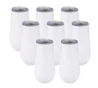 Cpolebev Paquete de 8 Vasos de Vino con Flautas de ChampáN Sin Tallo, Vaso de Vino de Doble Aislamiento de 6 Onzas con Tapas, Copas de CóCtel, Color