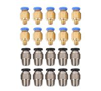 Cpolebev PC4-M10 Conexion neumatica Recta Empuje para conectar + PC4-M6 Rapido en la instalacion para Impresora 3D Bowden Extrusora (Paquete de 20 Piezas)