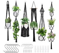 Cpolebev Perchas para Plantas, Paquete de 6 Macetas Colgantes para Plantas de Interior con Juego de Perchas Perchas para Plantas Hechas una Mano Macromay Macetas para Flores de Interior
