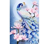 Cpolebev Pintura con Bordado de Diamantes Pavo Real Azul Pintura de Diamantes Imagen de Diamantes de ImitacióN Redondos Completos DecoracióN del Hogar