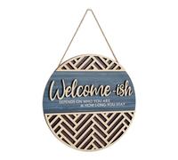 Cpolebev Placa Colgante de 3D para DecoracióN de Pared de Puerta de Entrada, Divertido Colgador de Madera de, Madera RúStica Minimalista