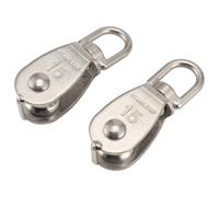 Cpolebev Polea Bloque de Polea Simple de Acero Inoxidable 304 M15 de Polea de Rodamiento Giratorio Pequeño y Resistente para Aparejos, Paquete de 2