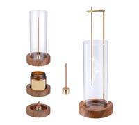 Cpolebev Porta Incienso, Soporte para Varillas de Incienso, Quemador de Incienso con Vidrio, Bandeja de Madera Antideslizante y Soporte para Varillas de Incienso de LatóN