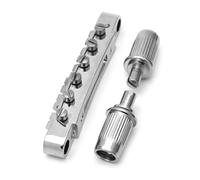 Cpolebev Puente de Guitarra Eléctrica LP con Placa de Tracción Puente de Cuerdas Delanteras Puente Delantero de Guitarra Eléctrica Puente LP Plateado