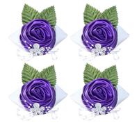 Cpolebev Pulsera de Flores para Novia, Ramillete de Muñeca con Flores para Baile de Graduación, Dama de de Satén, Pulsera de Muñeca para Boda, Rosa para Fotografía A