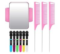 Cpolebev Pulsera Magnética para Estilista, Pulsera con Pasador, Pulsera para Trenzadores con 3 Peines Pintail, 6 Clips de Plástico, Rosa