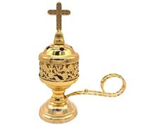 Cpolebev Quemador de Incienso de Carbón, Soporte de Incienso Dorado, Carbón para Quemador de Incienso, Incensario, Quemador de Incienso Católico