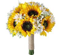 Cpolebev Ramo de Boda Nupcial de Girasol Artificial de SujecióN Hecha a Mano RomáNtica, Iglesia de Fiesta de ConfesióN de Flores Falsas