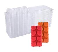Cpolebev Recipientes para Derretir, Moldes para Derretir de Plástico Transparente Vacío de 8 Cavidades, 25 Paquetes de Conchas en Forma de Corazón para Tartas, Derretida.