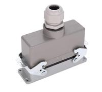 Cpolebev Rectangular H24B-He-024-1 Conectores De Carga Pesada LÍNea De NÚCleos De 24 De Potencia 16A 500V Enchufe Clavija De AviaciÓN De Pie De Tornillo, 139x43x72Mm