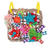 Cpolebev Red de Escalada para PáJaros, Juguetes para Loros, Hierba Marina Tejida, Morder, Cuerda Colgante, Columpio, Escalera, Juguetes para Masticar, Juguetes Coloridos para Loros