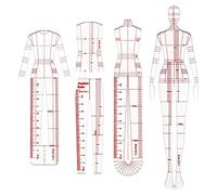 Cpolebev Reglas de IlustracióN de Moda Plantillas de Bocetos Regla de Costura DiseñO de Patrones Humanoides MedicióN de Ropa, Tipo B