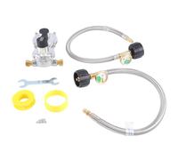 Cpolebev Regulador de Propano para VehíCulos Recreativos con Manguera, Regulador de Gas Propano LP de Cambio AutomáTico de 2 Etapas y 2 Tanques de Alta Resistencia con ManóMetro