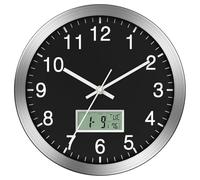 Cpolebev Reloj de Pared de 12 Pulgadas con Fecha Digital, Semana y Temperatura Interior: Reloj de Pared con Pilas, Configuraciones Automáticas, Fácil de Leer