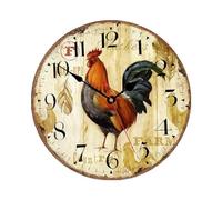 Cpolebev Reloj de Pared de Cocina de 10 Pulgadas, Gallo RúStico, Silencioso, Sin Tictac, Reloj de Pared de Cuarzo, Funciona con Pilas, Reloj de Pared Redondo