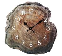 Cpolebev Reloj de Pared de Madera con Anillo Anual de SimulacióN de 12 Pulgadas, Relojes Silenciosos de Veta de Madera, DecoracióN para Sala de Estar, Hogar y Oficina
