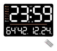 Cpolebev Reloj de Pared Digital, Reloj de Pared LED de 15,6 Pulgadas, Pantalla Grande, con Control Remoto, para Sala de Estar, Oficina, Aula, Gimnasio