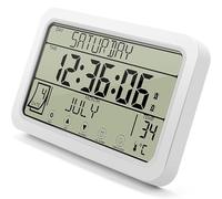Cpolebev Reloj de Pared Digital, Reloj Digital A Batería, Reloj de Escritorio de 8 Pulgadas con Temperatura, Humedad, Día y Fecha para Oficina en Casa