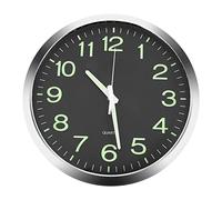 Cpolebev Reloj de Pared Luminoso Grande Redondo de 12 Pulgadas Que Brilla en la Oscuridad DecoracióN Interior Sin Tictac - Plata