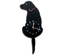 Cpolebev Reloj de Pared para Perros, Reloj de DecoracióN para el Hogar, DecoracióN de Pared del Dormitorio para NiñOs, Reloj con de Perro, Regalos para CumpleañOs de NiñOs, Negro