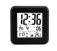 Cpolebev Reloj Despertador con Calendario Perpetuo, Reloj de Cabecera Activado por Voz con Retroiluminación, Reloj para Personas Mayores con Temperatura Negro