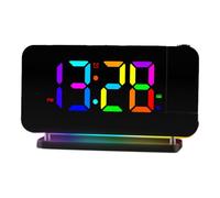 Cpolebev Reloj Despertador con Proyección de Radio FM con Luz RGB, Pantalla LED, Reloj Despertador de Escritorio, Brillo Ajustable, Color Negro