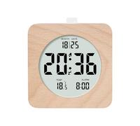 Cpolebev Reloj Despertador Digital de Madera para Dormitorios, Reloj Despertador de Madera de 4 Pulgadas A Batería con Función de Repetición y Luz, Reloj de Escritorio LCD, B