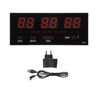 Cpolebev Reloj ElectróNico con Calendario Perpetuo LED Reloj de Pared Digital Alarma Cada Hora Timbre Temperatura Relojes de Mesa Oficina Casa Rojo