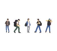 Cpolebev Resina 1:64 Figura una Escala Diorama Calle Excursionista Personaje Estatuilla Conjunto de Mochilero Marioneta en Miniatura Mesa de Hogar A