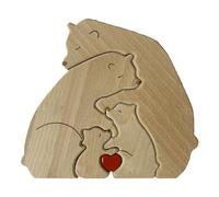 Cpolebev Rompecabezas Personalizado de Nombres de Familia de Osos, Escultura de Oso de Madera Personalizada, Regalos Decorativos para Mamá y Papá, Rompecabezas Familiar