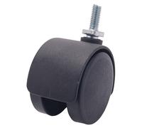 Cpolebev Rueda de castor giratoria rueda dual 40mm vastago roscado 6mm Negro