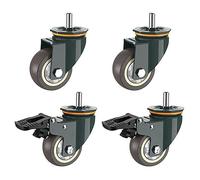 Cpolebev Ruedas Giratorias, 4 Piezas Ruedas de Alta Resistencia con Rosca M16 con Freno Reemplazos Universales de Carro Natural Giratorio de 360 ° de 3 Pulgadas
