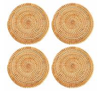 Cpolebev Salvamanteles de RatáN de 4 Piezas para Almohadillas Calientes Aisladas en Platos Calientes, Soporte para Ollas Duradero para Mesa, Tapetes Resistentes Al para Cocina