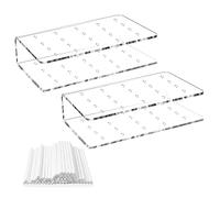 Cpolebev Soporte de 2 Piezas para Cake, con 100 Tallos para Cake, 20 Agujeros, Soporte para Piruletas, Soporte para Piruletas para Dulces, DecoracióN, CumpleañOs