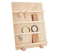 Cpolebev Soporte de ExhibicióN de Aretes de Madera de 4 Niveles, con Ranuras Soporte de Tarjeta de ExhibicióN de Aretes RúStico para Mostrar el Almacenamiento de Joyas de ExhibicióN