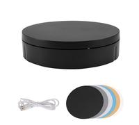 Cpolebev Soporte de Pantalla Giratorio Motorizado, Tocadiscos para FotografíA de 360 Grados con 6 Fondos de PVC, BateríA/Fuente de AlimentacióN USB Negro