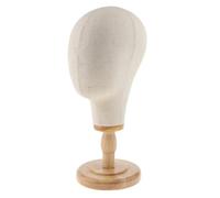 Cpolebev Soporte para Cabeza de Peluca, Soporte para Cabeza de Maniquí, Soporte para Exhibición de Sombrero, Cúpula de Lona + Soporte de Madera Desmontable para Pelucas, Sombreros, Gorras