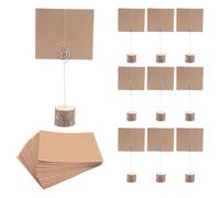 Cpolebev Soportes de Tarjetas de Lugar de Madera de 30 Piezas con Tarjetas de Lugar Kraft de Alambre en Espiral Soportes de NúMeros de Mesa de Madera RúStica Soportes de Tarjetas de Nombre