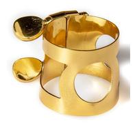 Cpolebev Sujetador de Ligadura para SaxofóN Alto, Tornillos Dobles, Ligadura de LatóN para Boquilla de SaxofóN, Dorado