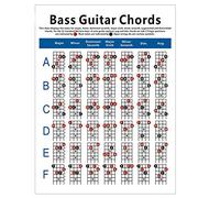 Cpolebev Tabla de Acordes de Guitarra de Bajo EléCtrico Diagrama de DigitacióN de Acordes de Guitarra de 4 Cuerdas Diagrama de Ejercicio PequeñO