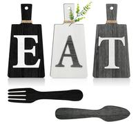 Cpolebev Tabla de Cortar Eat Sign Set Arte Colgante Cocina Eat Sign Tenedor y Cuchara DecoracióN de Pared y Cocina,B