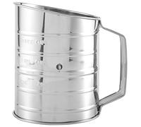 Cpolebev Tamiz de Harina de Acero Inoxidable de 3 Tazas - Tamiz de Harina de Manivela Giratoria de Fina con Lazo de Alambre Agitador para Hornear Pasteles